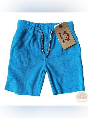 Appaman Bright Blue Terry Knit Shorts with Stripe Drawstring